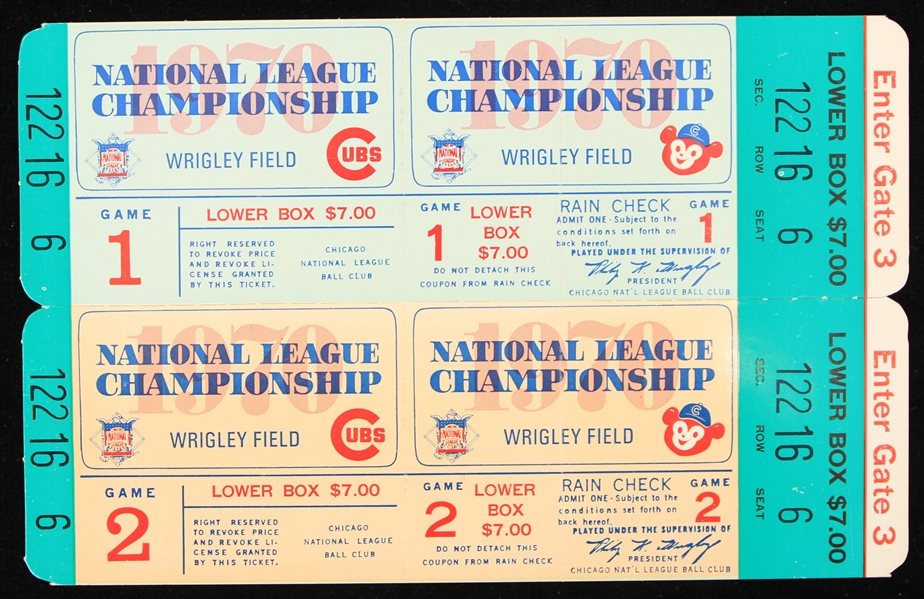 1970 Chicago Cubs Wrigley Field NLCS Ghost Tickets 