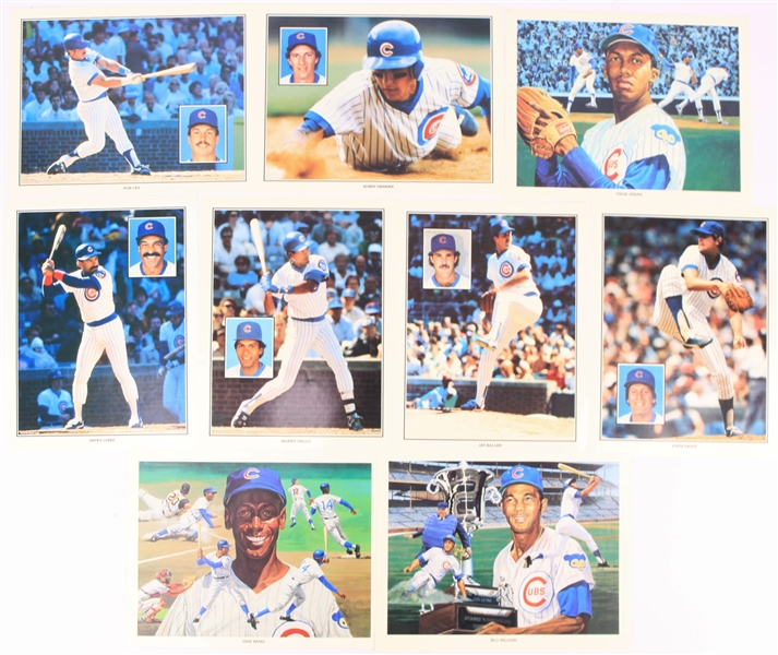 1986 Chicago Cubs 9" x 11" Unocal 76 Player Photos - Lot of 24