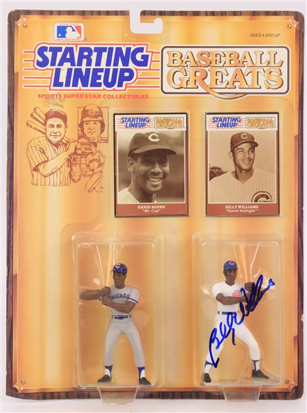1989 Billy Williams Chicago Cubs Signed MOC Baseball Greats Staring Lineup Figures w/ Ernie Banks (JSA)