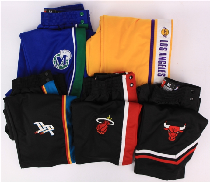 1990s-2000s NBA Warm Up Pants Collection - Lot of 5 w/ Los Angeles Lakers, Miami Heat, Chicago Bulls, Dallas Mavericks & Detroit Pistons