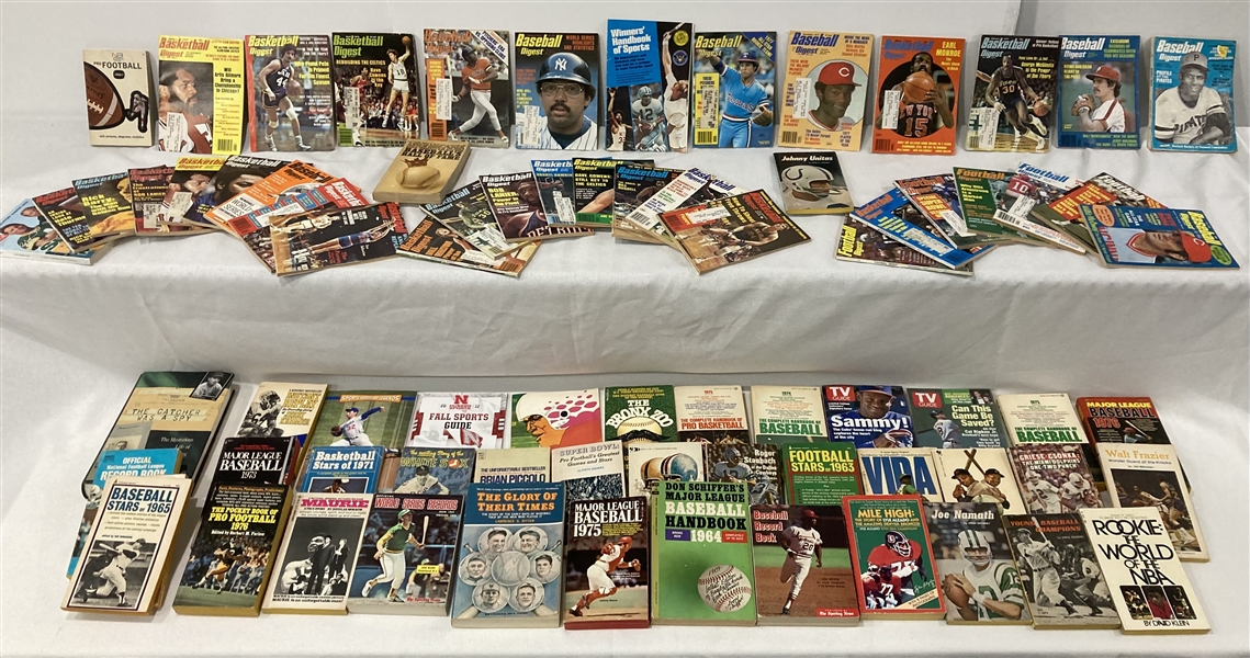 1970s-80s Baseball, Basketball, & Football Magazines, Books, & Newspapers (Lot of 225+)