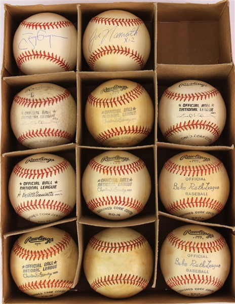 1980s-90s Game Used / Signed Baseball Collection - Lot of 11 w/ Joe Namath & Tony Gwynn Signed (MEARS LOA/JSA/Mets Employee LOA)