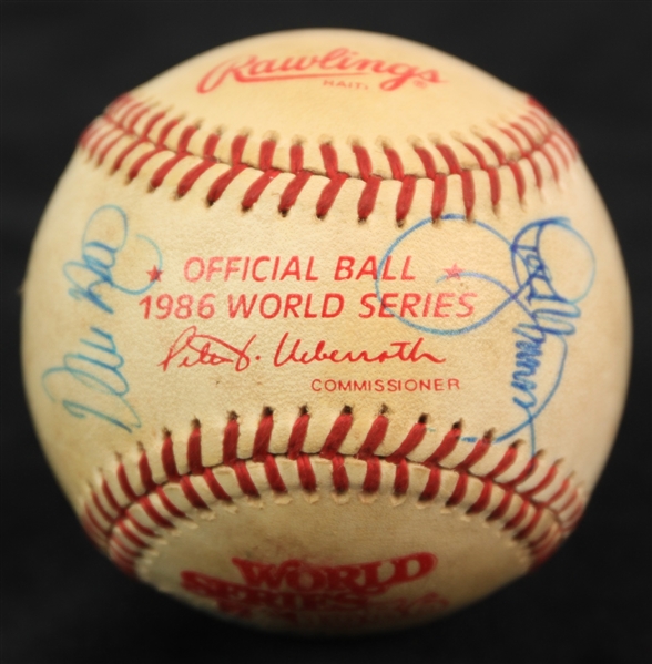 1986 New York Mets Boston Red Sox Shea Stadium World Series Game Used OWS Ueberroth Baseball Signed by Lenny Dykstra, Jesse Orosco & More (MEARS LOA/JSA/Mets Employee LOA)