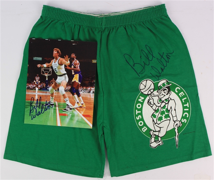 1985-87 Bill Walton Boston Celtics Signed Shorts & 8" x 10" Photo - Lot of 2 (JSA)
