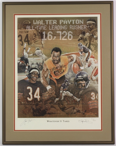 1975-1987 Walter Payton Chicago Bears "Whatever it Takes" Signed 17x23 Framed Print (JSA)