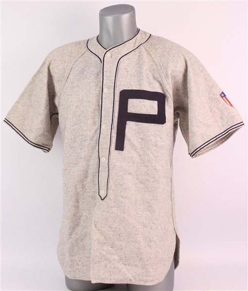 1940s Game Worn Wilson Flannel Baseball Jersey w/ Stars & Stripes Patch (MEARS LOA)
