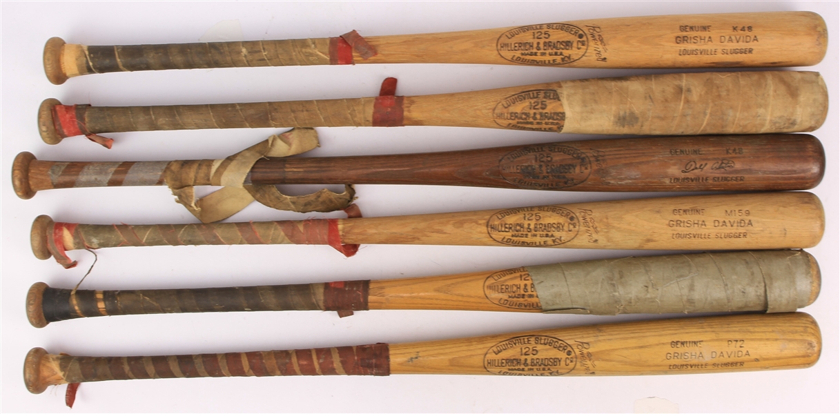 1970s H&B Louisville Slugger Professional Model Bat Collection - Lot of 6 w/ Dell Alston, Grisha Davida & More (MEARS LOA/Mets Employee LOA)