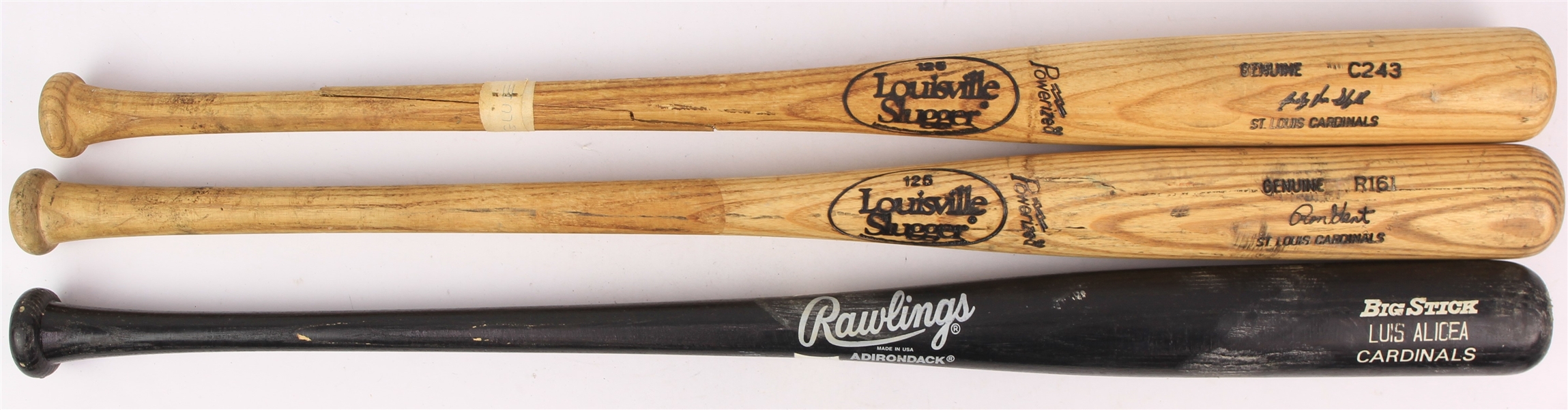 1990s St. Louis Cardinals Professional Model Game Used Bat Collection - Lot of 3 w/ Andy Van Slyke, Ron Gant & Luis Alicea (MEARS LOA/Mets Employee LOA)
