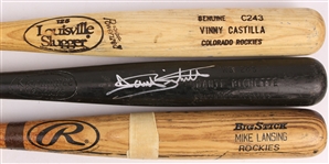 1990's Colorado Rockies Professional Model Game Used Bat Collection - Lot of 3 w/ Dante Bichette Signed, Vinny Castilla & Mike Lansing (MEARS LOA/JSA/Mets Employee LOA)