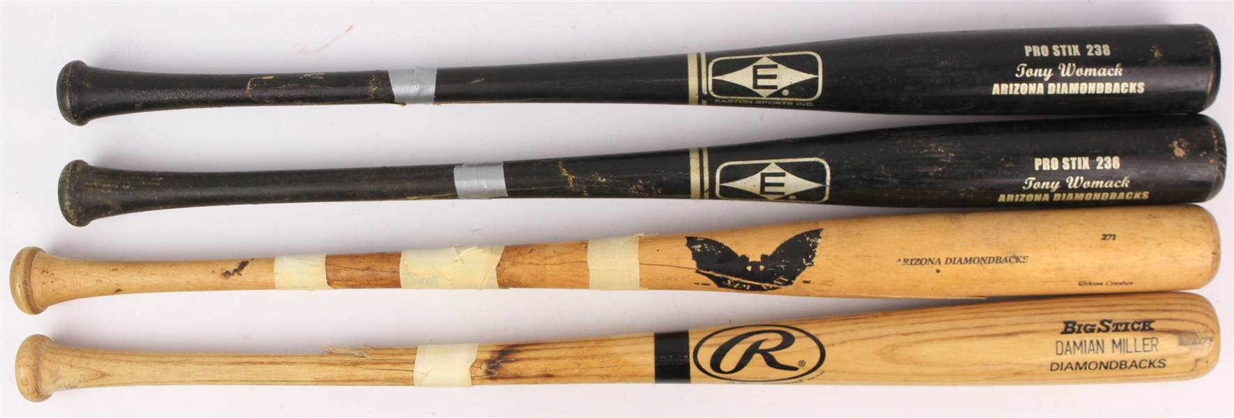 1990s-2000s Arizona Diamondbacks Professional Model Game Used Bat Collection - Lot of 4 w/ Damian Miller, Tony Womack & More (MEARS LOA/Mets Employee LOA)