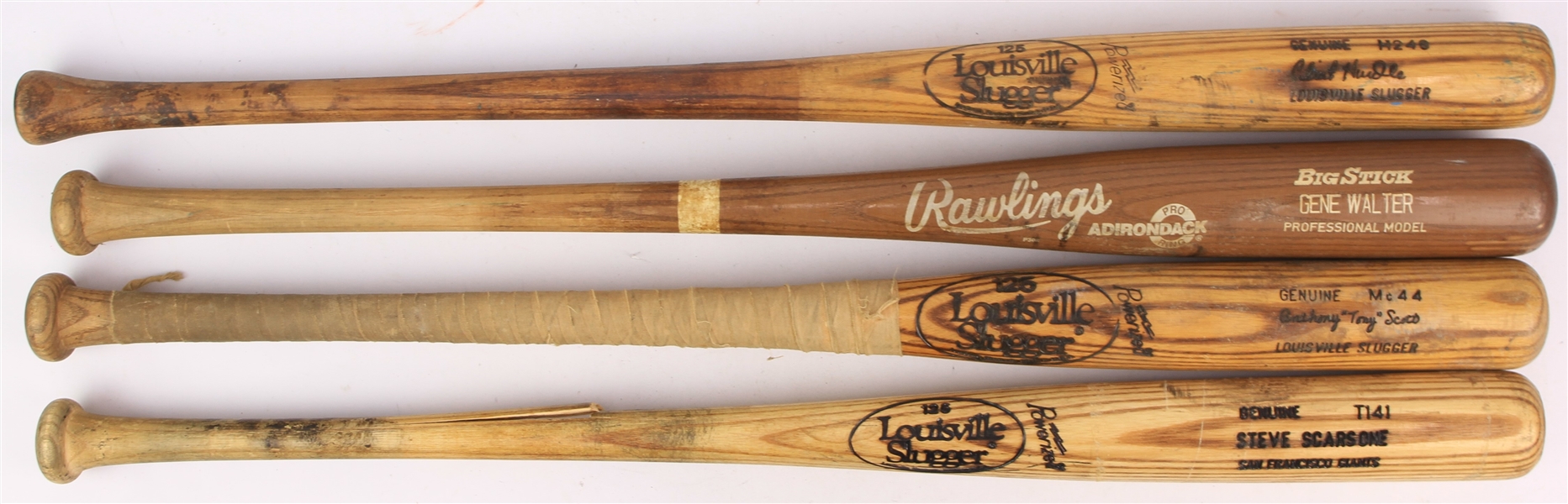 1980s-90s Professional Model Game Used Bat Collection - Lot of 4 w/ Clint Hurdle, Tony Scott, Gene Walter & More (MEARS LOA/Mets Employee LOA)