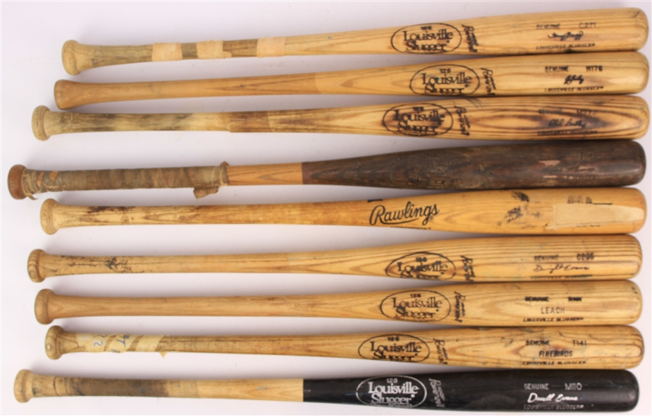 1980s Professional Model Game Used Bat Collection - Lot of 16 w/ Phil Bradley, Dwight Evans, Darrell Evans & More (MEARS LOA/Mets Employee LOA)