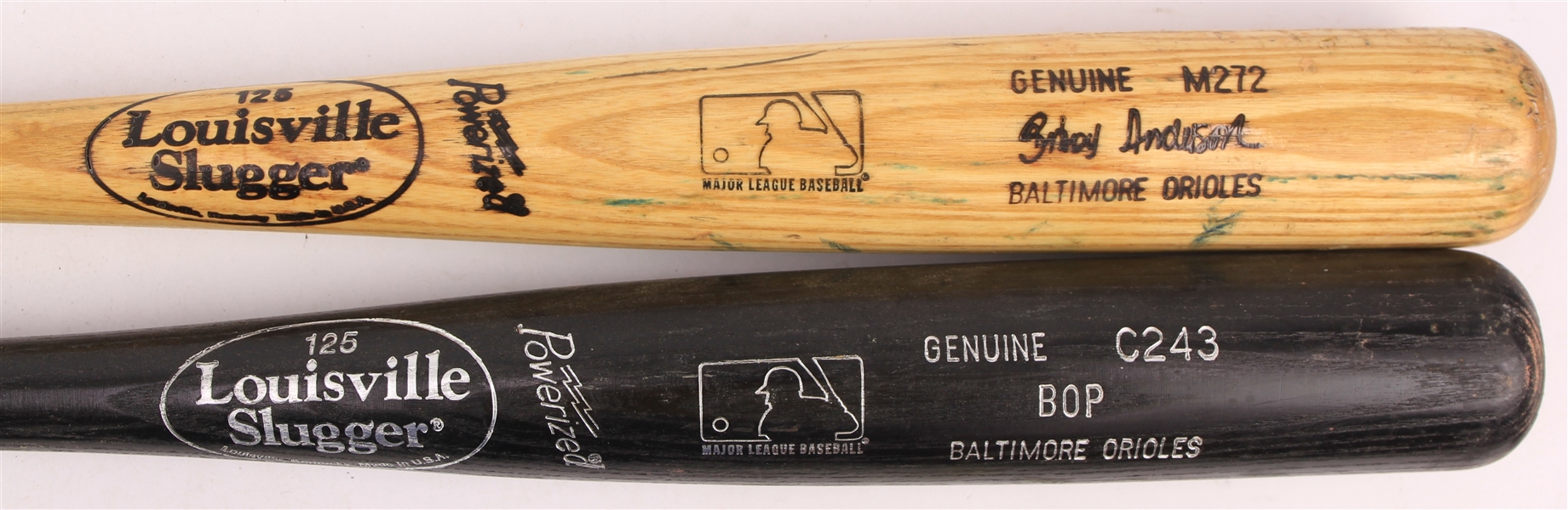 1999-2001 Brady Anderson Delino DeShields Baltimore Orioles Louisville Slugger Professional Model Game Used Bats - Lot of 2 (MEARS LOA/Mets Employee LOA)