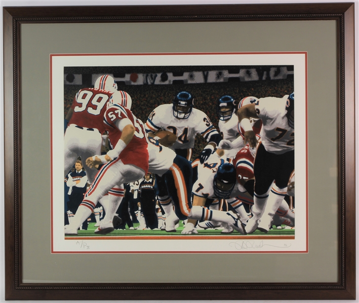 1986 Bears vs Patriots Super Bowl XX Rick Rush 33x39 Framed Serigraph 