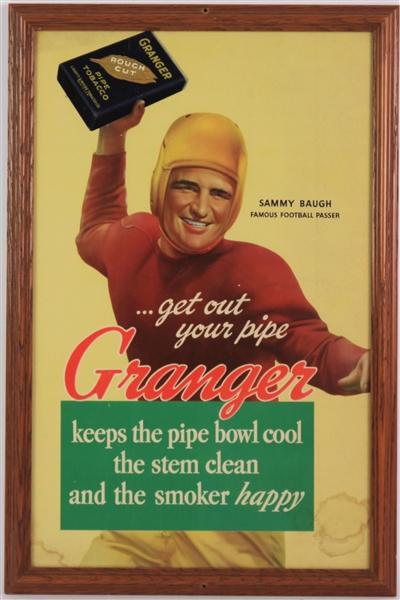 1940s Sammy Baugh Granger Pipe Tobacco 14x22 Framed Advertisement