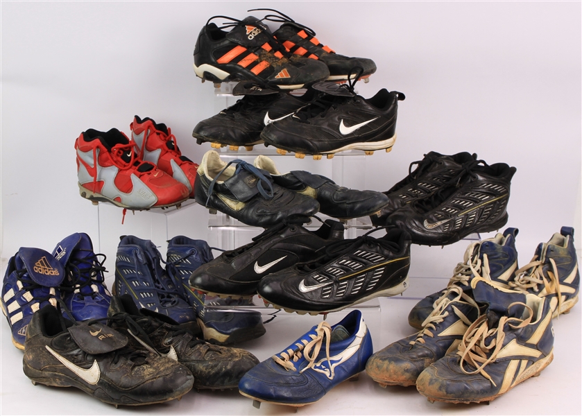 1980s-2000s Shea Stadium Game Worn Cleats Collection - Lot of 11 Pairs (MEARS LOA/Mets Employee LOA)