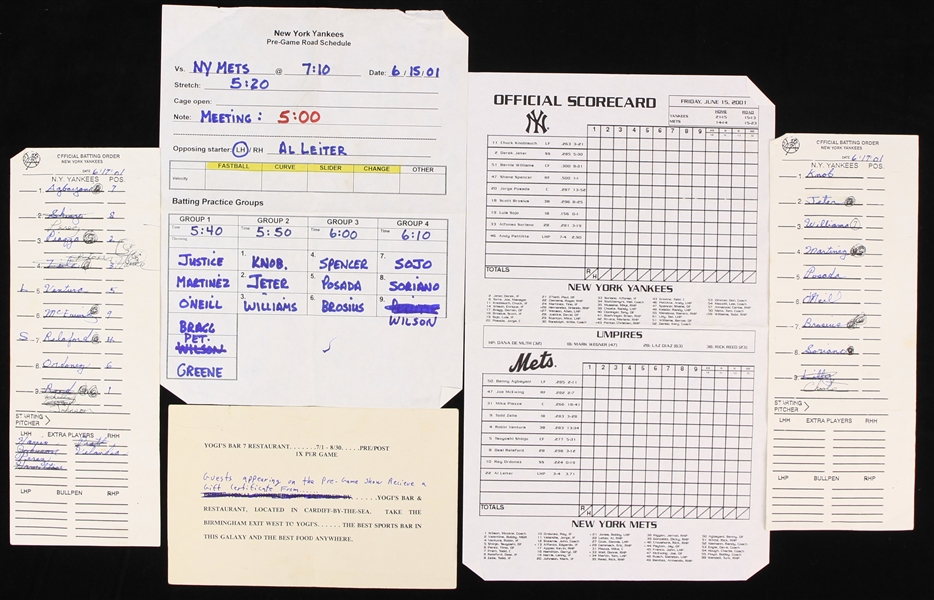 2001 New York Mets Official Scorecard, Batting Order, & Road Schedule (Lot of 5)