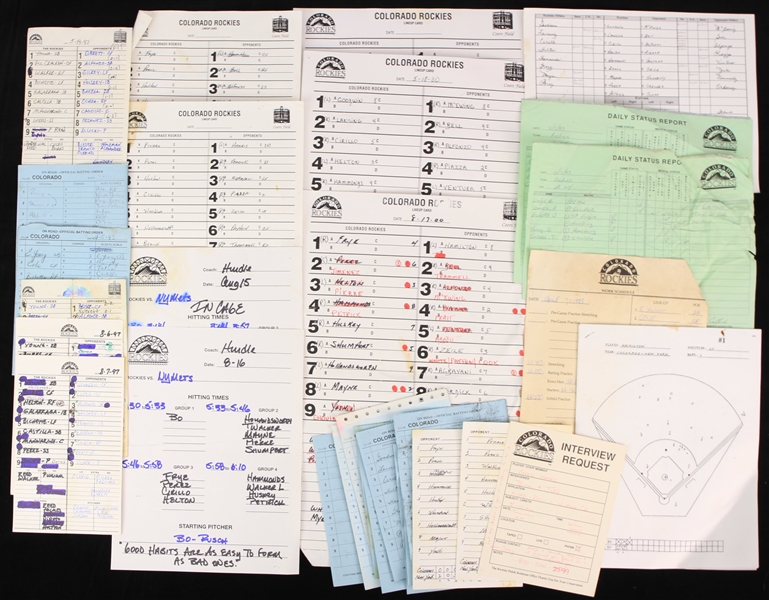 1990s Colorado Rockies Dugout Line-Up Cards, Official Batting Order, Daily Status Reports & more (Lot of 20+)