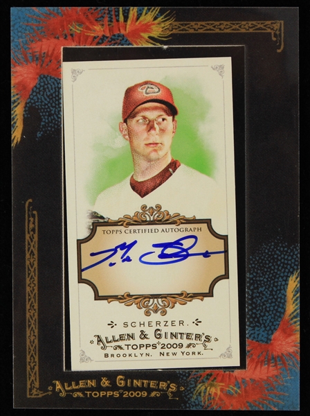 2009 Max Scherzer Arizona Diamondbacks Signed Allen & Ginter Baseball Trading Card