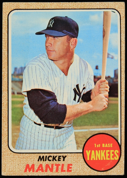 1968 Mickey Mantle New York Yankees Topps Baseball Trading Card
