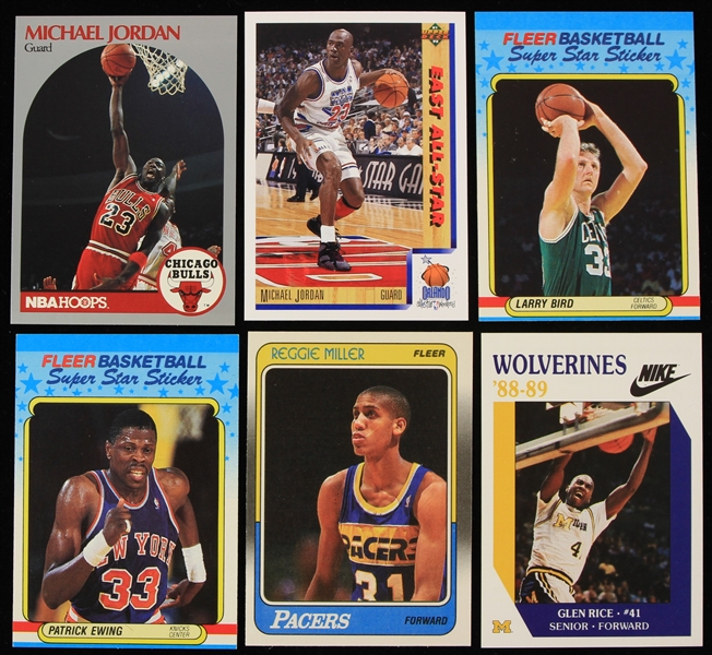 1988-91 Basketball Trading Card Collection - Lot of 6 w/ Michael Jordan, Larry Bird, Reggie Miller, Patrick Ewing & More