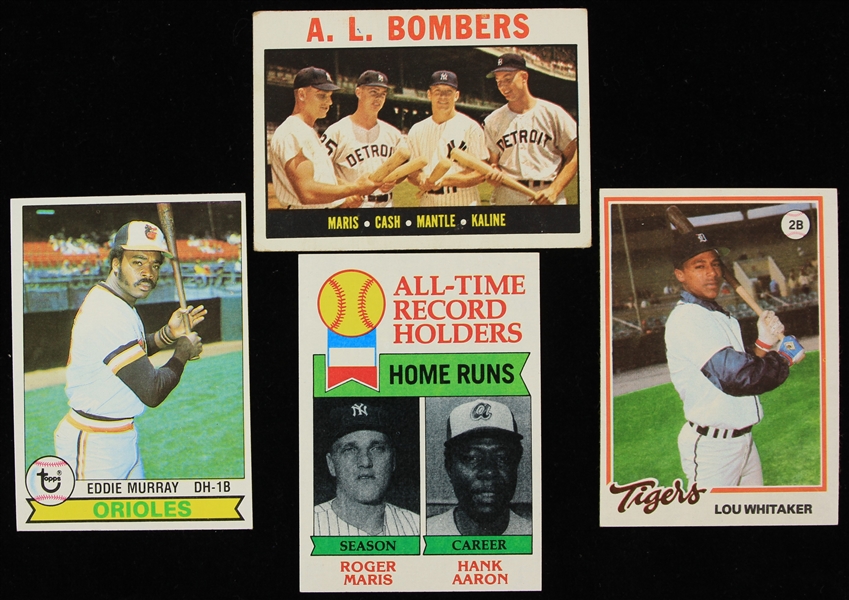 1964-79 Topps Baseball Trading Card Collection - Lot of 4 w/ AL Bombers, Eddie Murray & Lou Whitaker