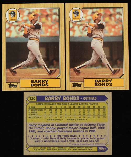 1987 Barry Bonds Pittsburgh Pirates Rookie Topps Baseball Trading Cards - Lot of 3