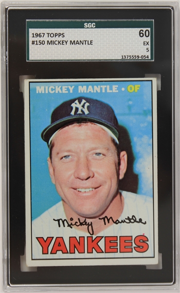 1967 Mickey Mantle New York Yankees Topps #150 Baseball Trading Card (SGC 60 EX 5)