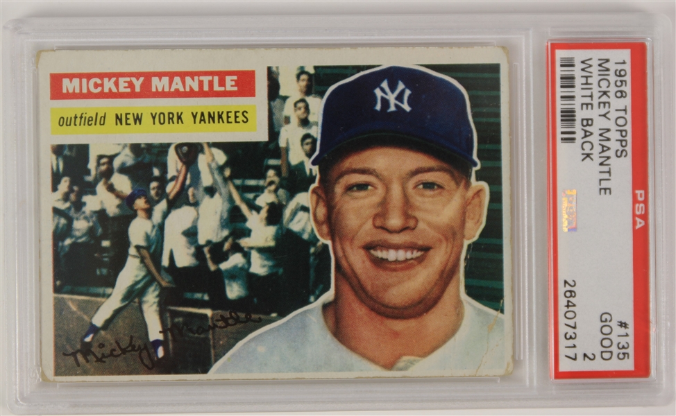 1956 Mickey Mantle New York Yankees Topps #135 Baseball Trading Card (PSA Good 2)