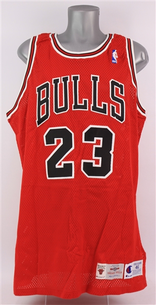1995-96 Michael Jordan Chicago Bulls Pro Cut Road Jersey (MEARS A5)