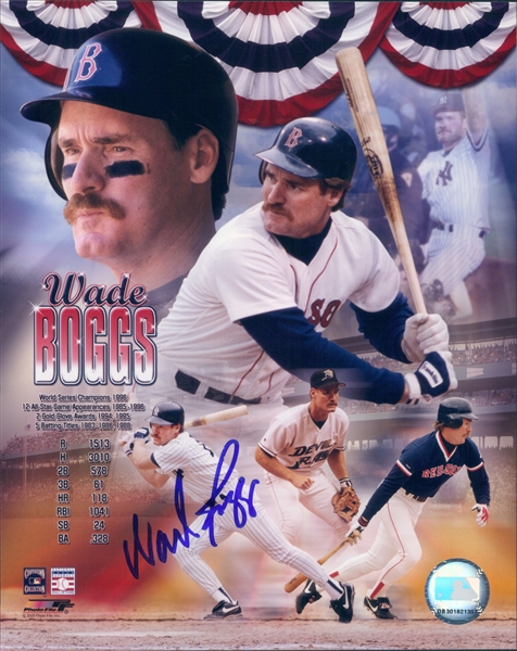 2005 Wade Boggs Boston Red Sox Signed 8" x 10" Career Stats Photo Collage (JSA)