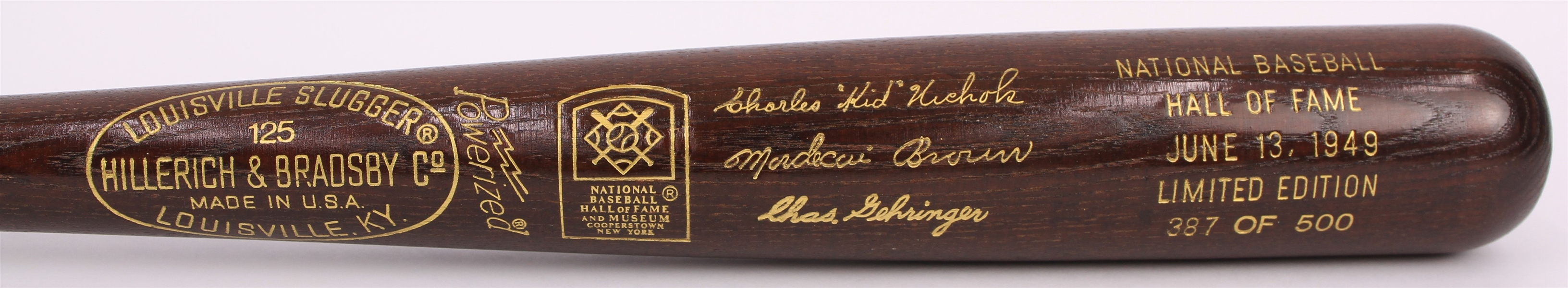 1949 MLB Hall of Fame Induction Class H&B Louisville Slugger Commemorative Bat 387/500