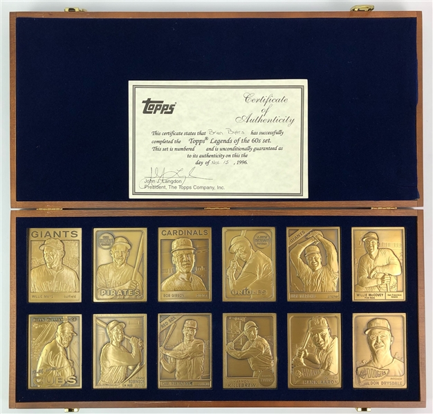 1996 Topps Legends of the Sixties Bronze Baseball Trading Cards - Set of 12 w/ Wooden Display Box (Topps COA)