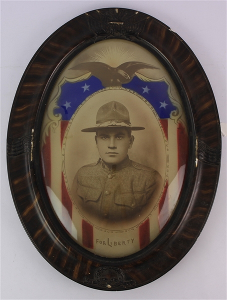 1917-18 WWI Soldier 18" x 24" Framed Ovular Portrait
