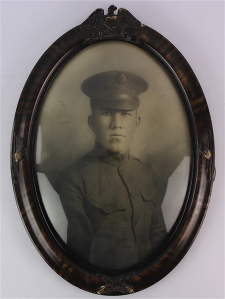 1917-18 WWI Soldier 17" x 24" Framed Ovular Portrait