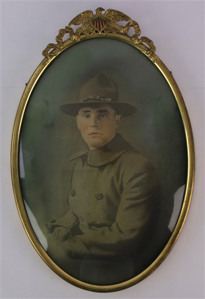 1917-18 WWI Soldier 14" x 22" Framed Ovular Portrait