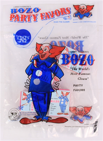 1970s Larry Harmons Bozo The Clown Sealed Party Favors Bag w/ Four Clown Magic Set Boxes