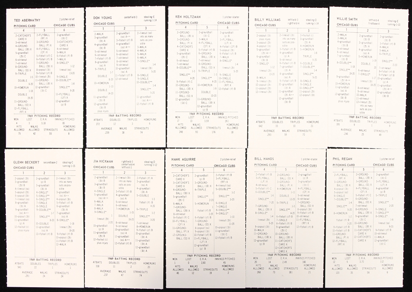 1969 Chicago Cubs Baseball Board Game Player Outcome Cards - Lot of 20