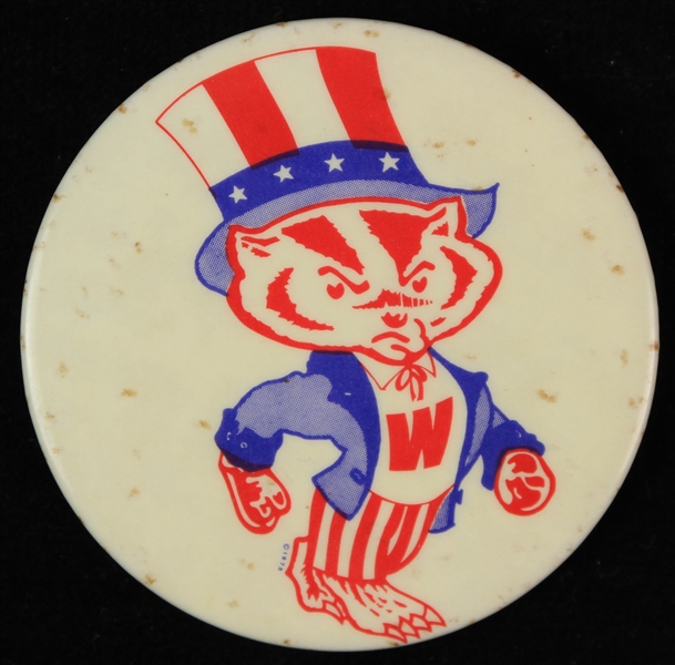 1975 Wisconsin Badgers Uncle Bucky Sam 3" Pinback Button
