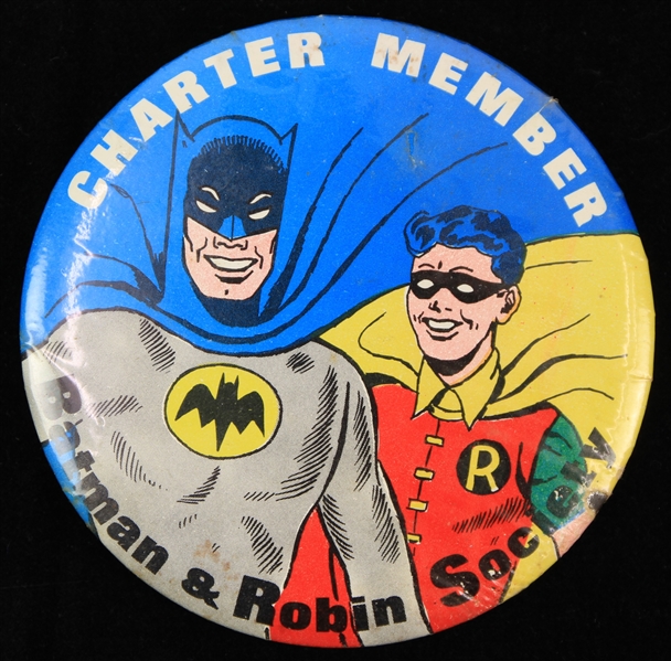 1969 Charter Member Batman & Robin Society 3.5" Pinback Button