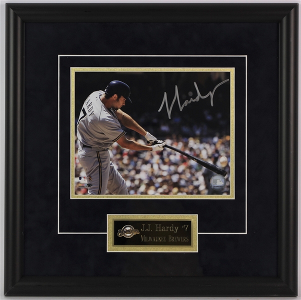 2007 J.J. Hardy Milwaukee Brewers Signed 8x10 Framed Photo (JSA)