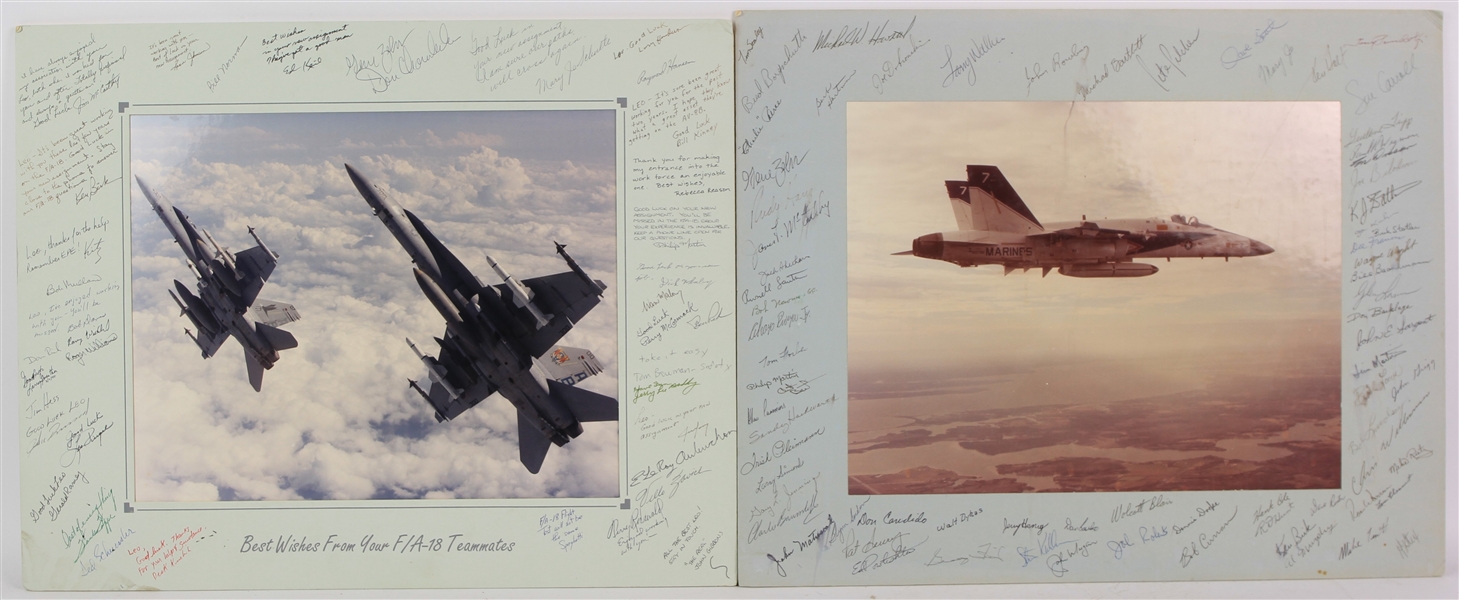 1990s F/A-18 Fighter Pilot Teammates 11x14 Multi-Signed Matted Photos (Lot of 2)