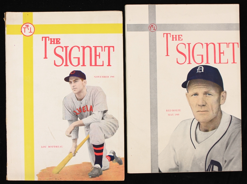 1948-1949 The Signet of Phi Sigma Kappa Featuring Lou Boudeau & Red Rolfe (Lot of 2)