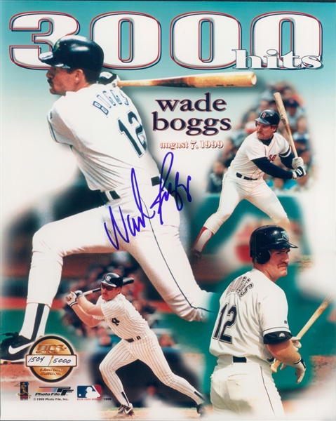 1999 Wade Boggs Tampa Bay Devil Rays Signed 8" x 10" 3000 Hits Photo (JSA) 1504/5000