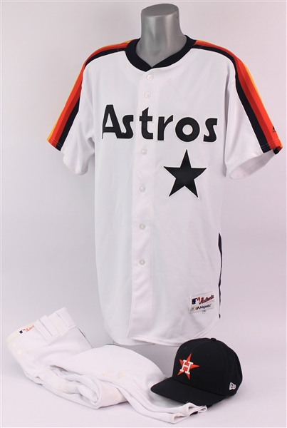 2019 (June 28) Joe Espada Houston Astros Game Worn Throwback Uniform w/ Jersey, Pants & Cap (MEARS LOA/MLB Hologram)