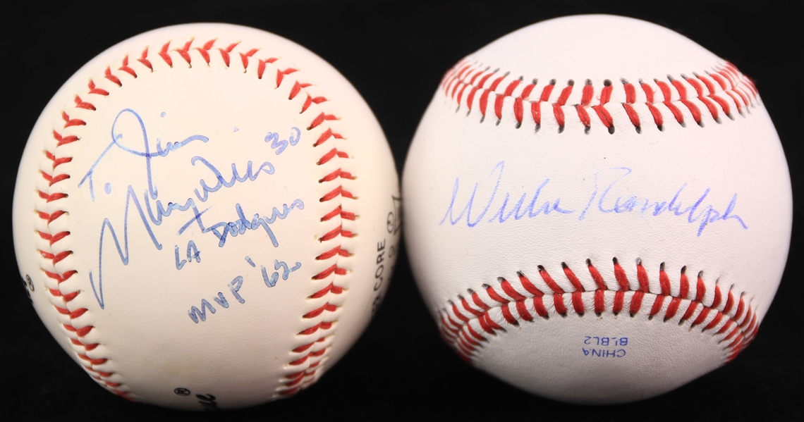 2000s Maury Wills Willie Randolph Signed Baseballs - Lot of 2 (JSA)