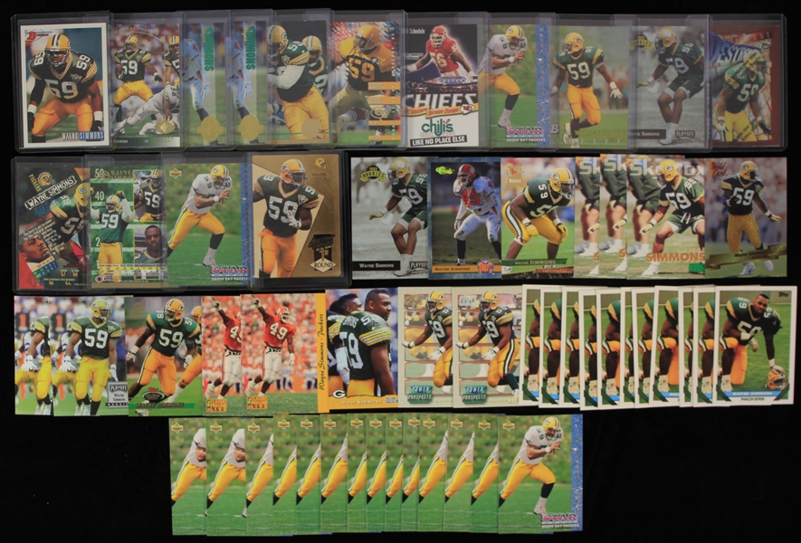 1993-95 Wayne Simmons Green Bay Packers Football Trading Card Collection - Lot of 70 Mostly Rookies