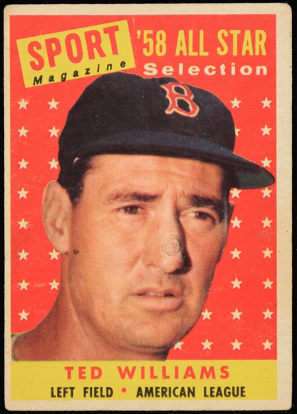 1958 Ted Williams Boston Red Sox Topps All Star Baseball Trading Card