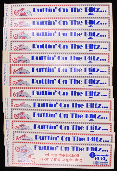1984 Chicago Blitz USFL "Puttin On The Blitz" Bumper Stickers - Lot of 13