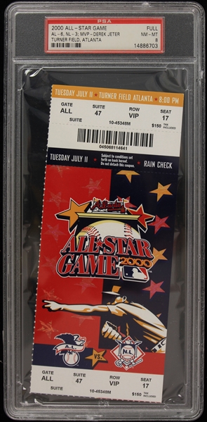 2000 MLB All Star Game Turner Field Full Ticket (PSA NM-MT 8)